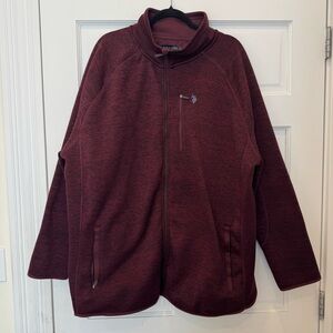 US Polo Assn Men’s Fleece Zip Up Sweatshirt Sweater Knit Jacket XXL 2XL Burgundy